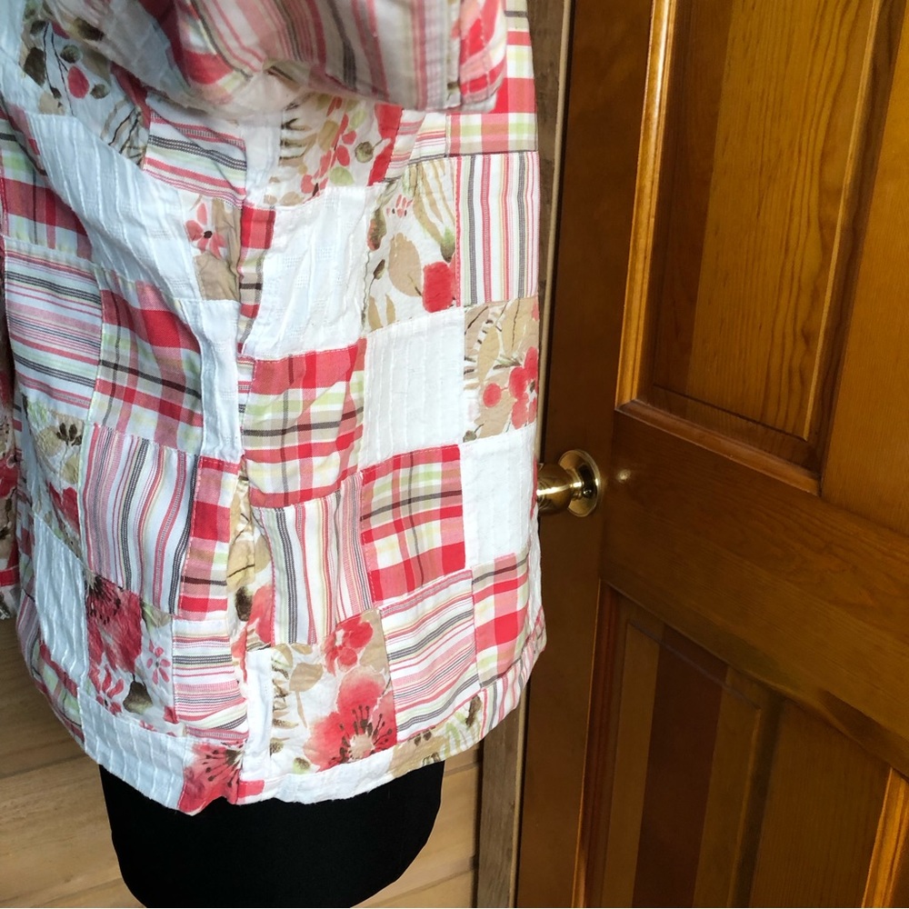 Quilted patchwork shacket w/ 3/4 length sleeves K… - image 8